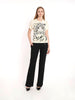 1980s Krizia short-sleeved T-shirt in beige cotton with tiger image