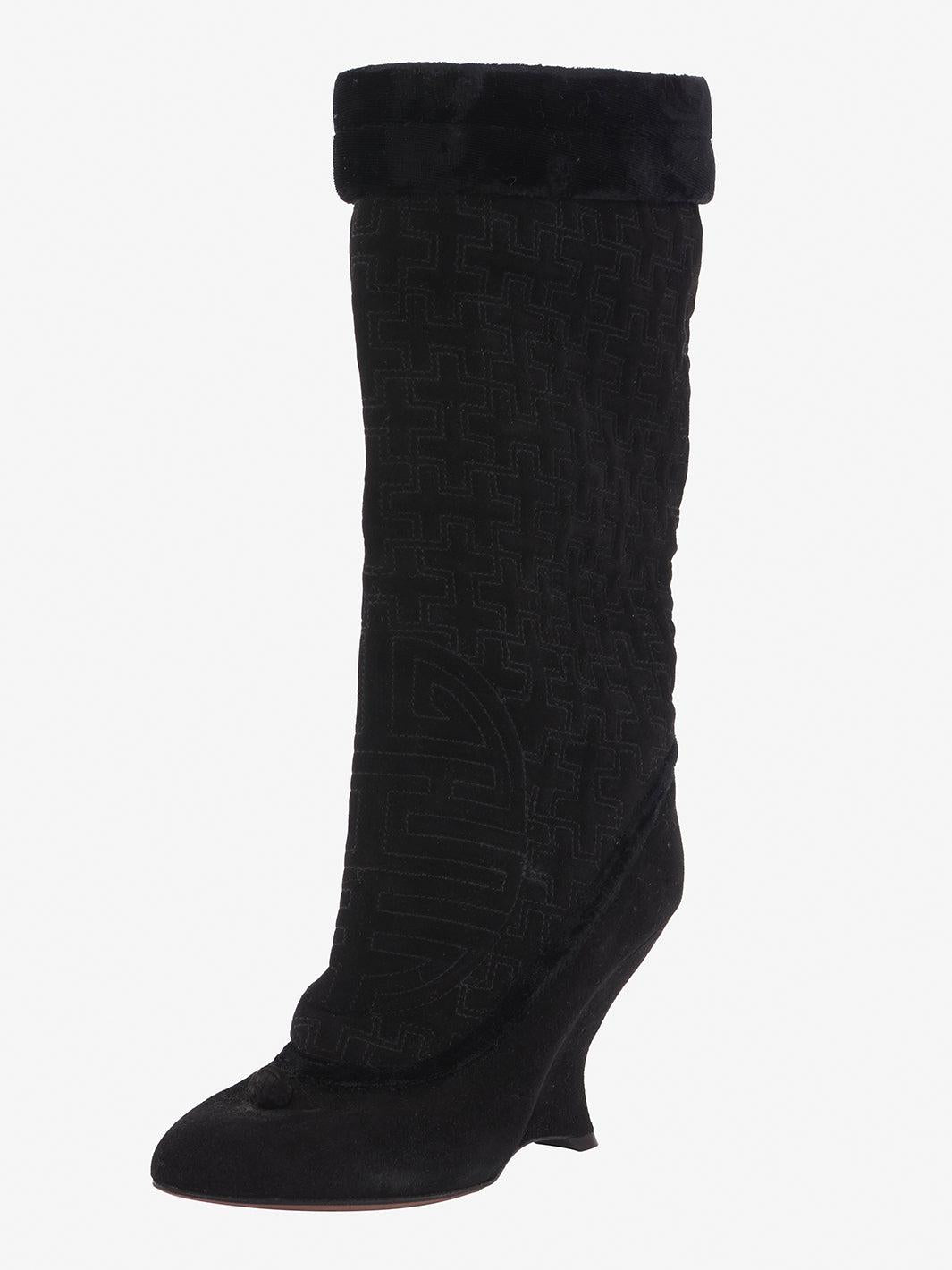 Tom Ford for Yves Saint Laurent black suede wedge boot CVM22.81.11  YSL 
