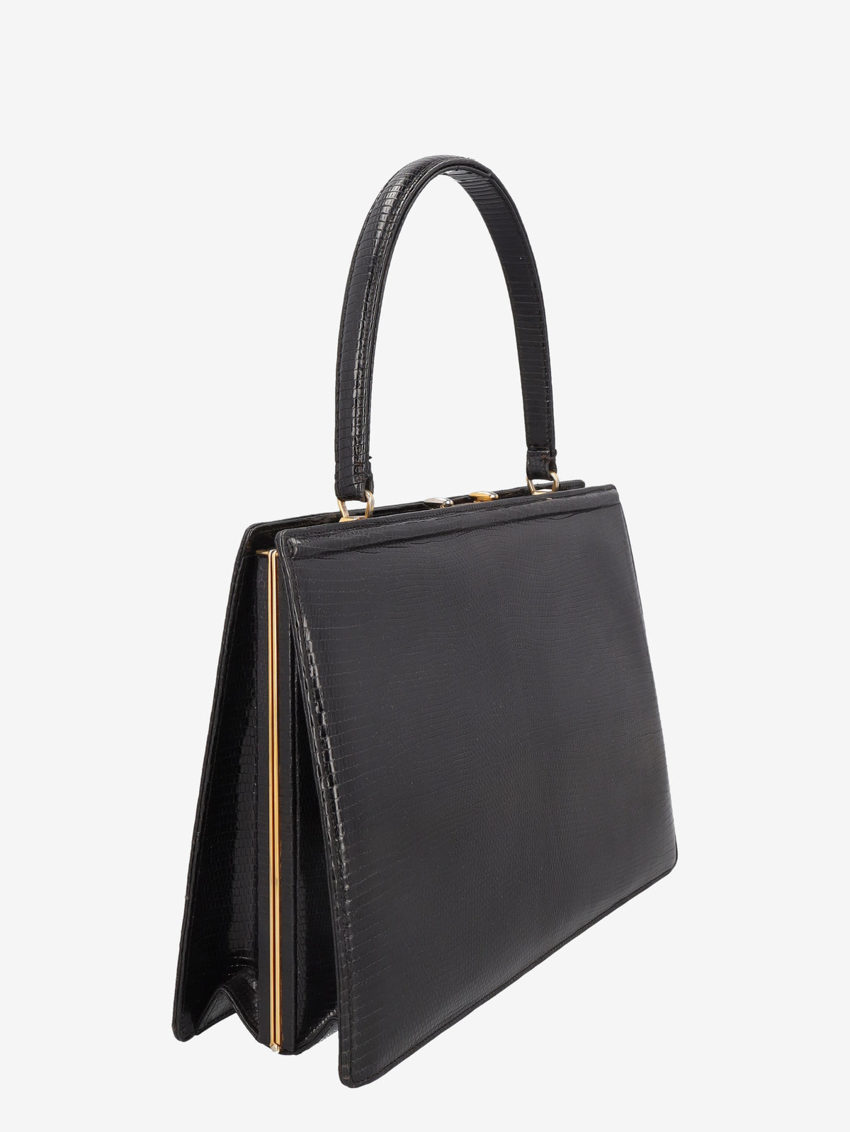 Vintage Black Lizard Leather Handbag WCV300625.37  Vintage 
