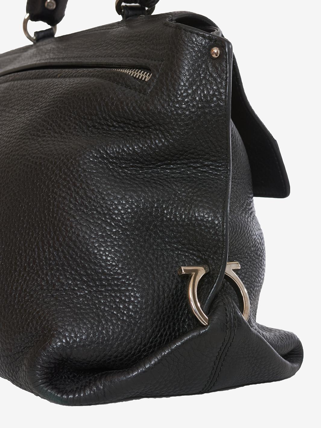 Salvatore Ferragamo Black grained leather bag