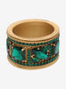 Gianfranco Ferré Gold Maxi Bracelet With Green Rhinestones