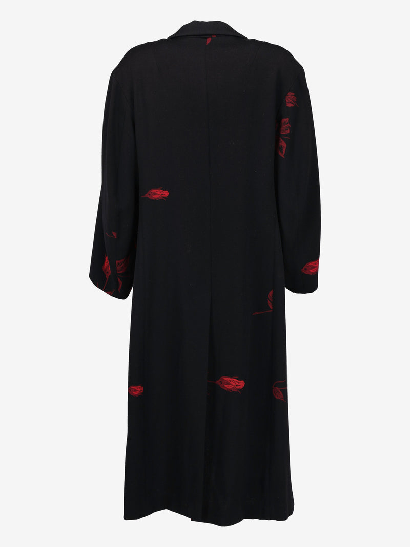 Dries Van Noten Wool Coat with Red Rose Motif W7426.21  Dries Van Noten 