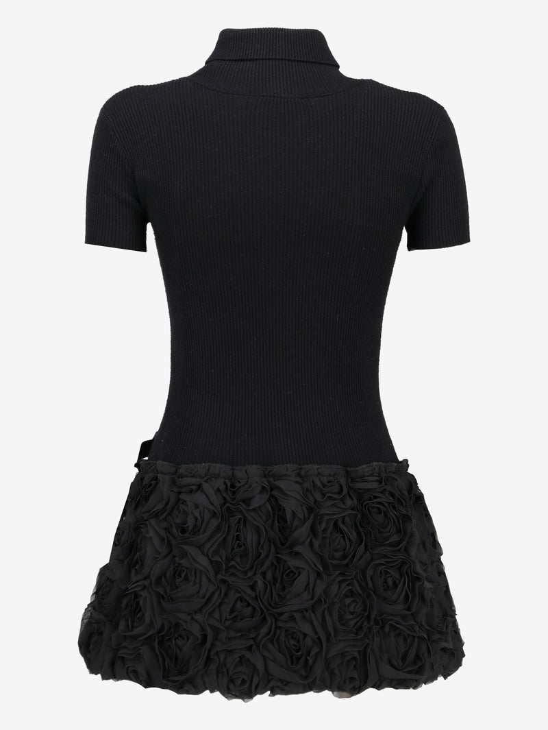Vintage Black Mini Dress with Rosette Skirt WCV26.1.6  Vintage 