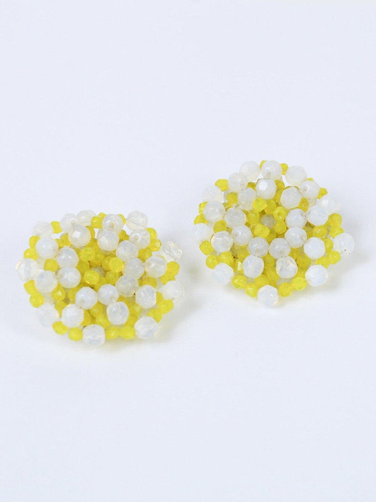 1980s clip earrings with yellow and white cristals W22051807  Vintage 