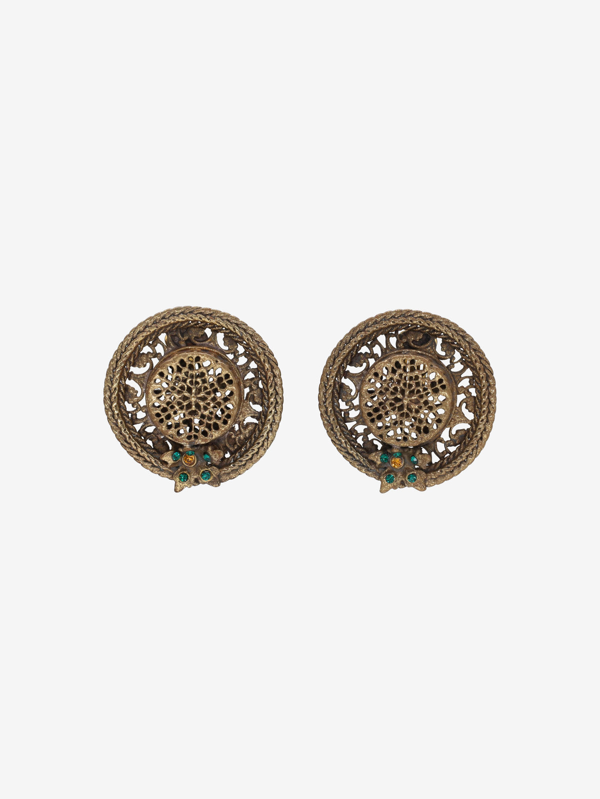 Vintage Straw Hat Clip-On Earrings with Floral Detail W13426.17  Vintage 