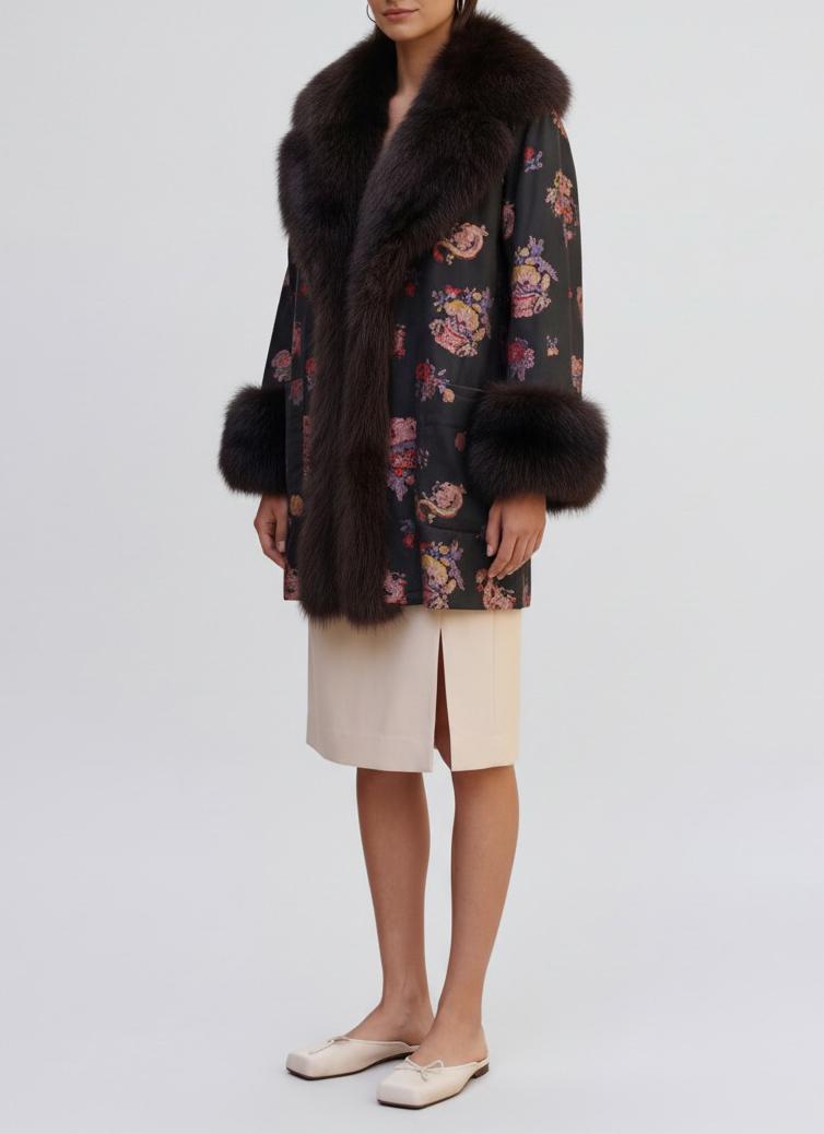 Mario Borsato Coat in Polyester with Oriental Pattern CVM26.6.113  Mario Borsato 