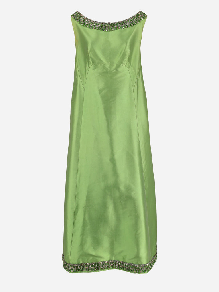 Satin Beaded Long Dress - 60s M1701749  Vintage 