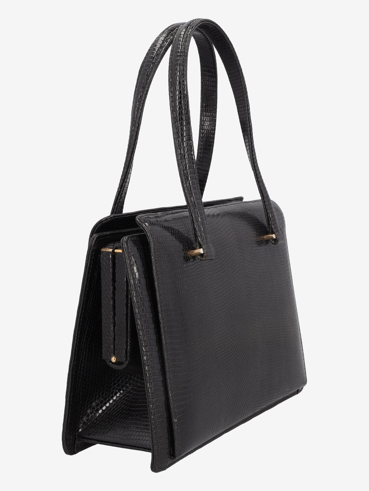 Vintage Black Lizard Leather Handbag WCV300625.38  Vintage 