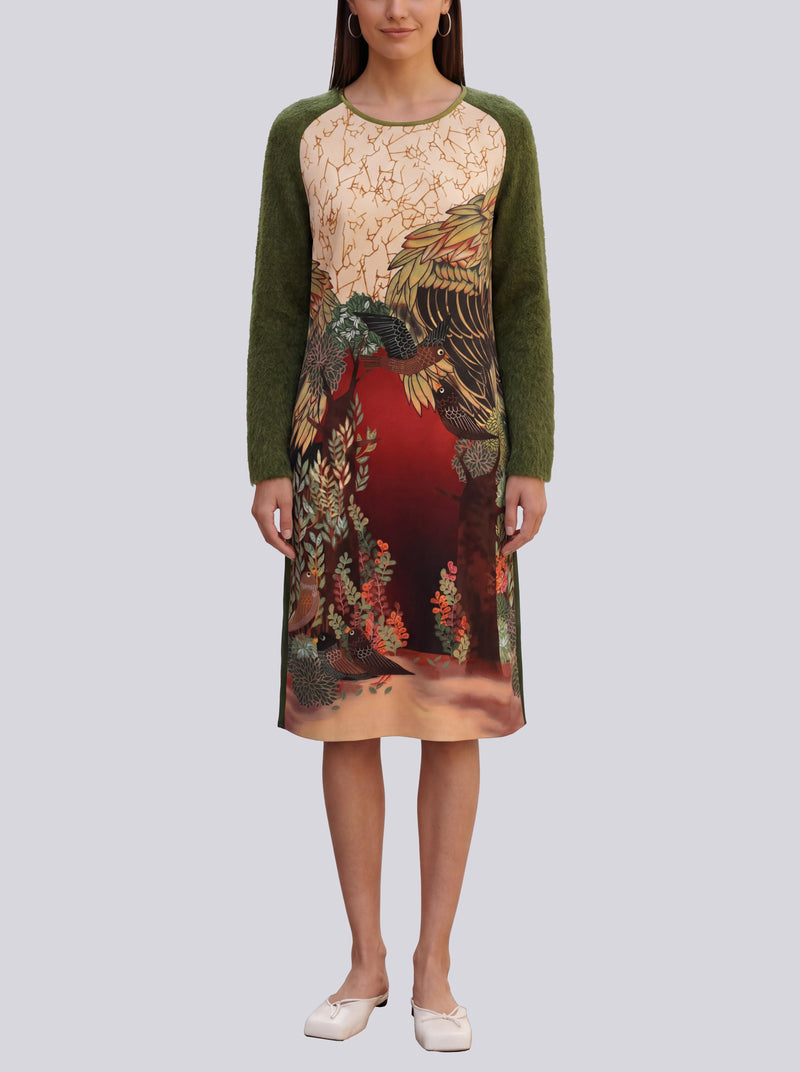 Alberta Ferretti Longsleeve Dress in Wool and Cotton Blend CVM26.6.62  Alberta Ferretti 