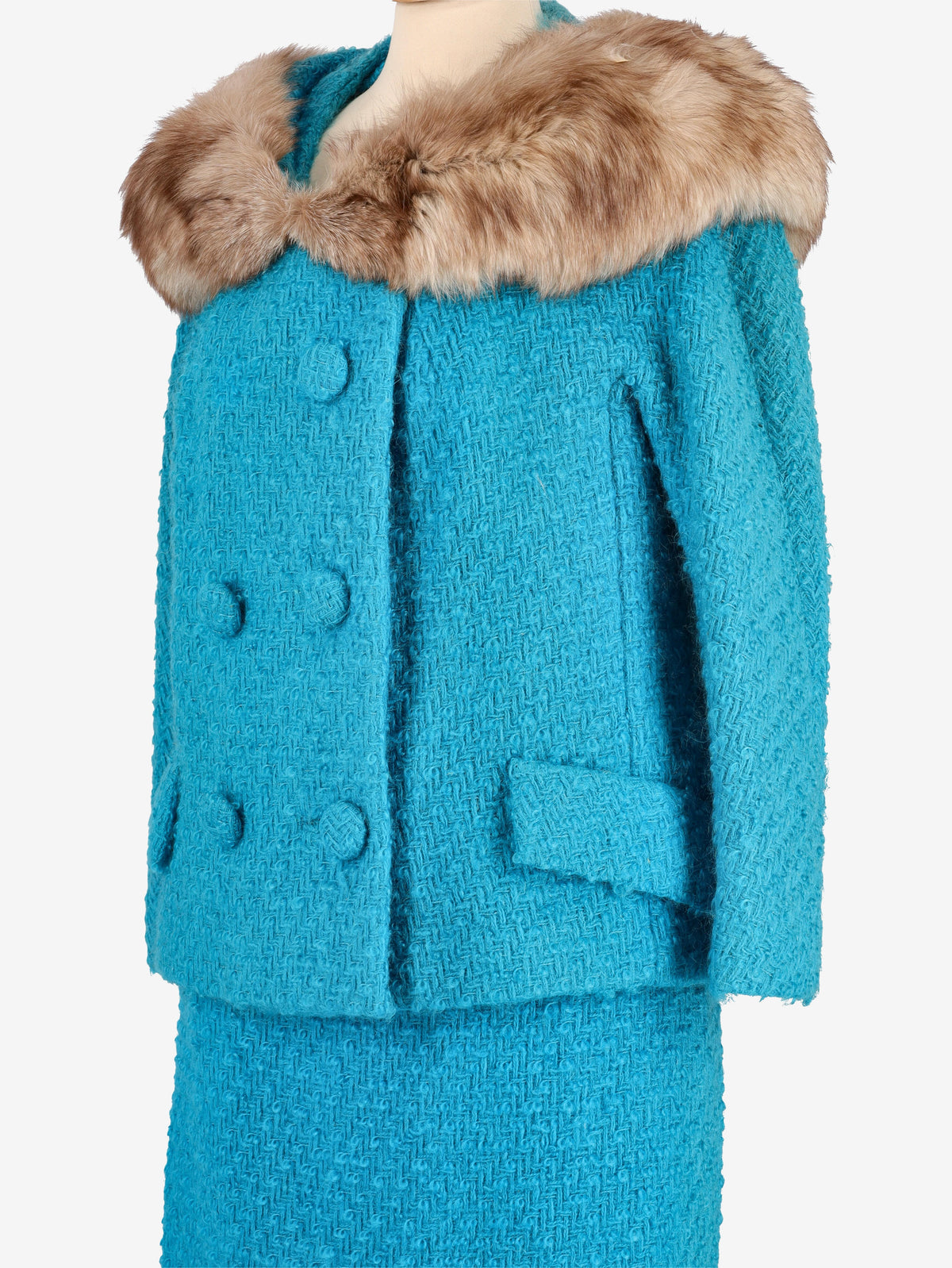 Wool Suit With Fur Collar - 60s AR007  Vintage 