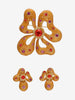 Vintage Enamel & Crystal Floral Brooch and Clip-On Earrings Set W13426.91  Vintage 