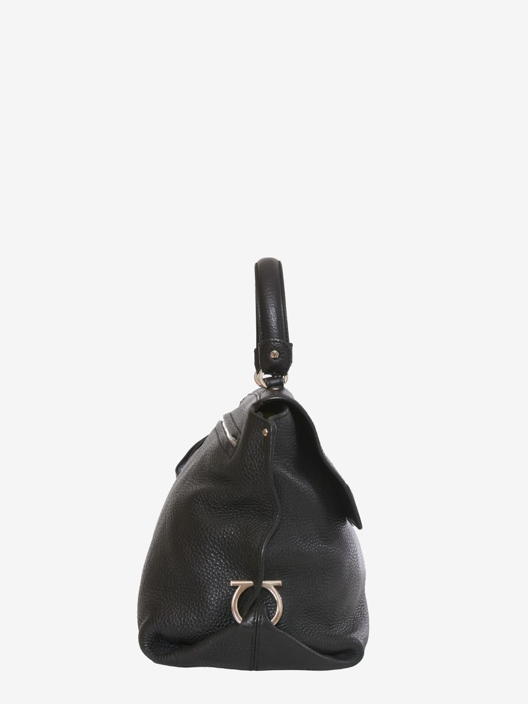 Salvatore Ferragamo Black grained leather bag