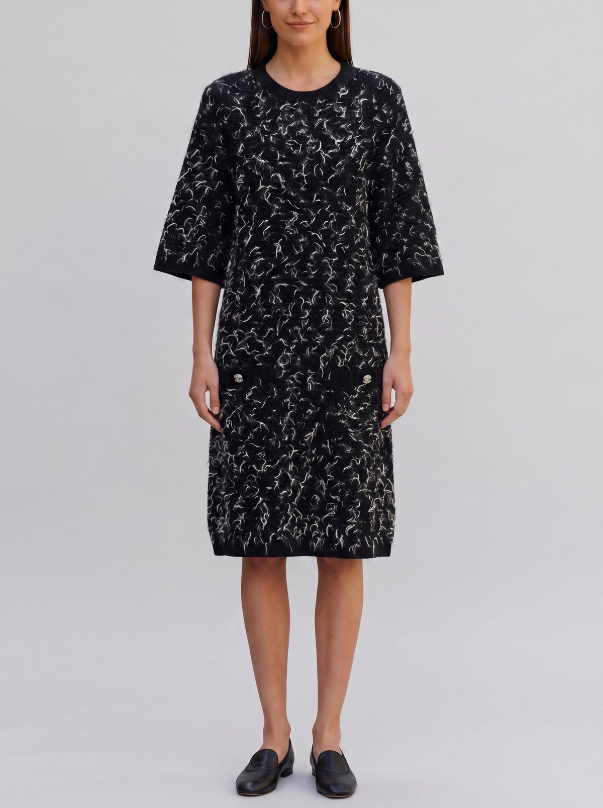 Chanel Black and White Wool Cashmere Knit Dress CVB24.61.2  Chanel 