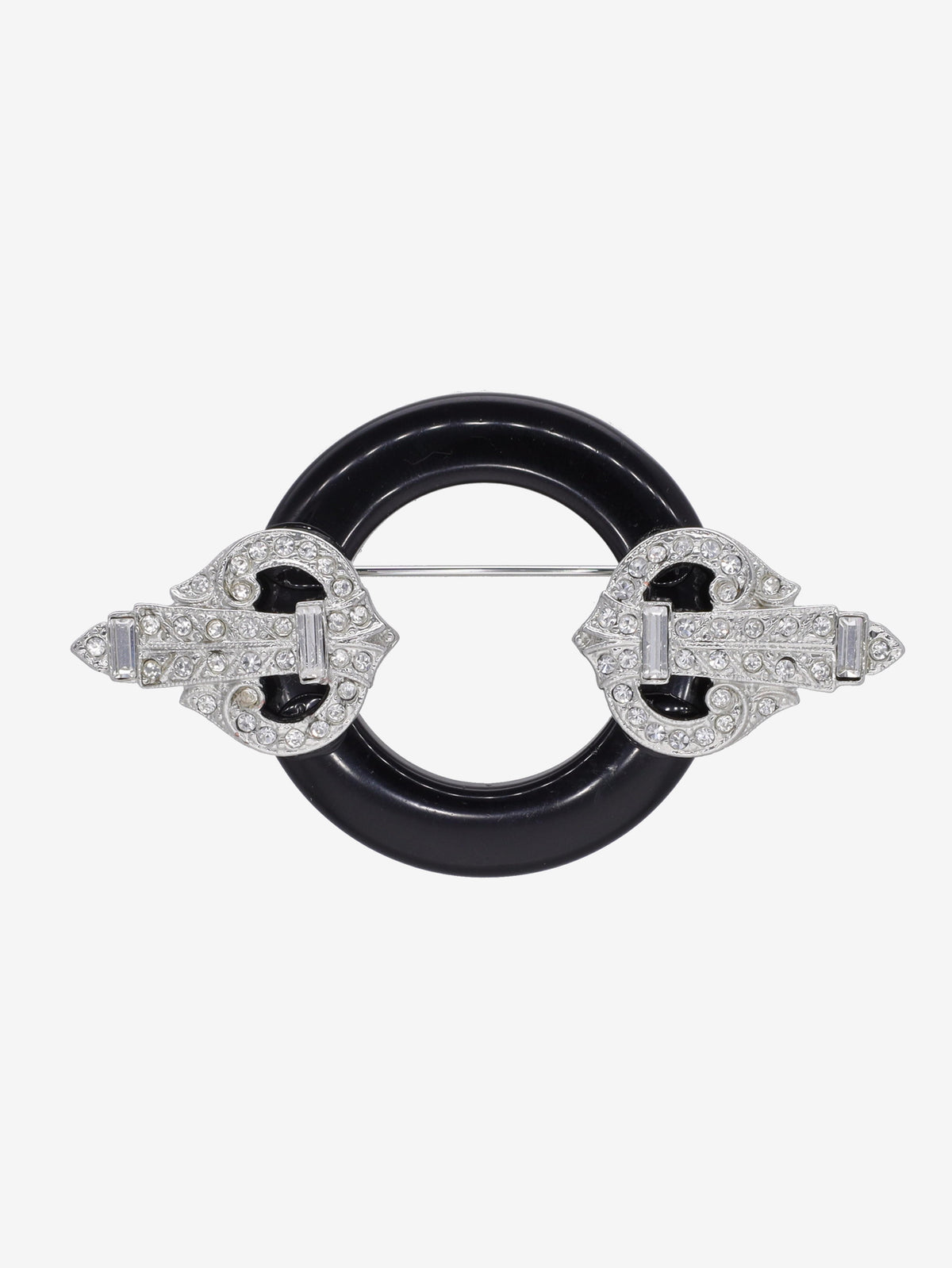 Kenneth Jay Lane Black Decò Circle Brooch CVR24.1.139  Kenneth Jay Lane 