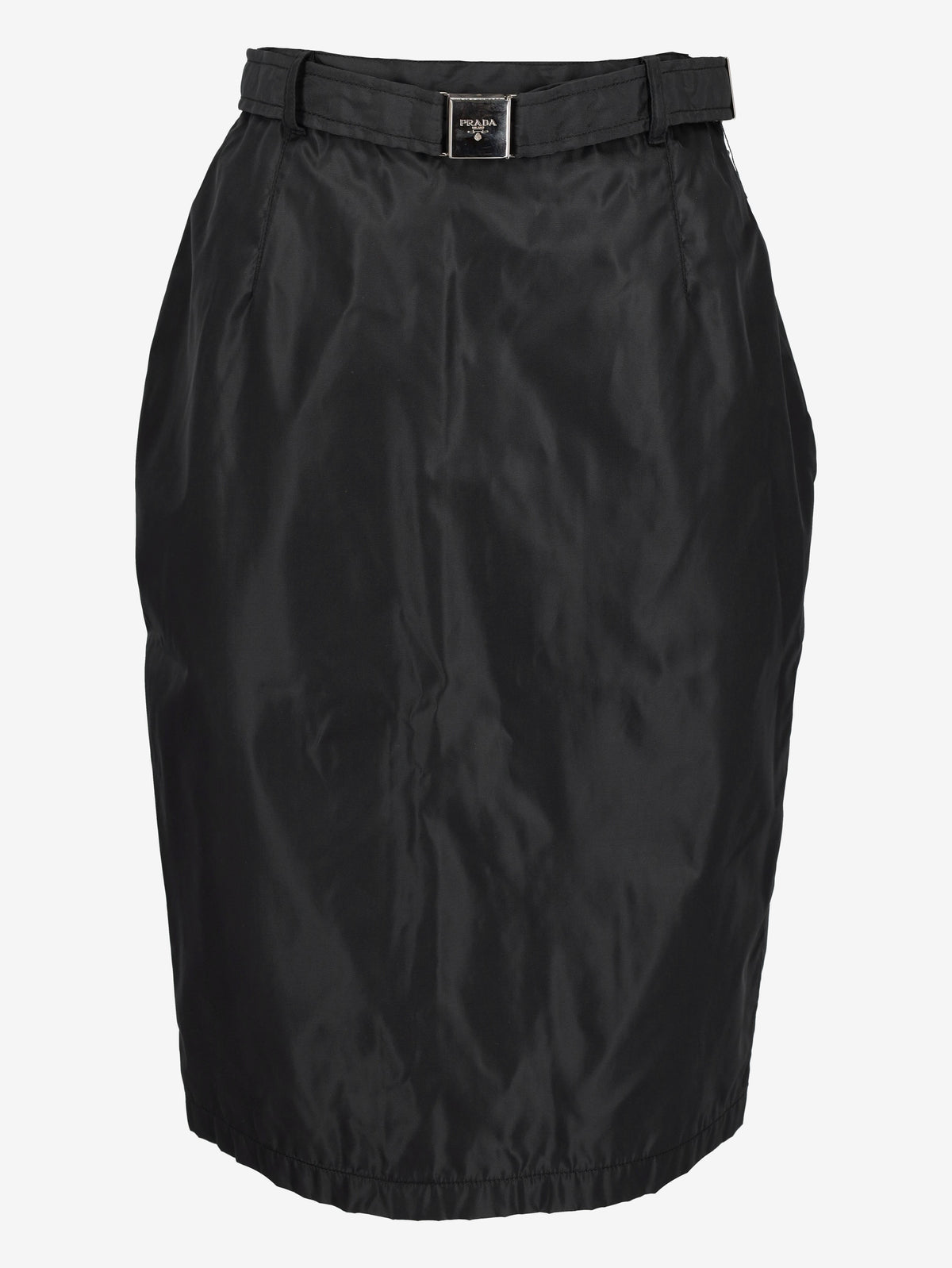Prada Mid-Length Nylon Skirt with Logo Belt W7426.48  Prada 