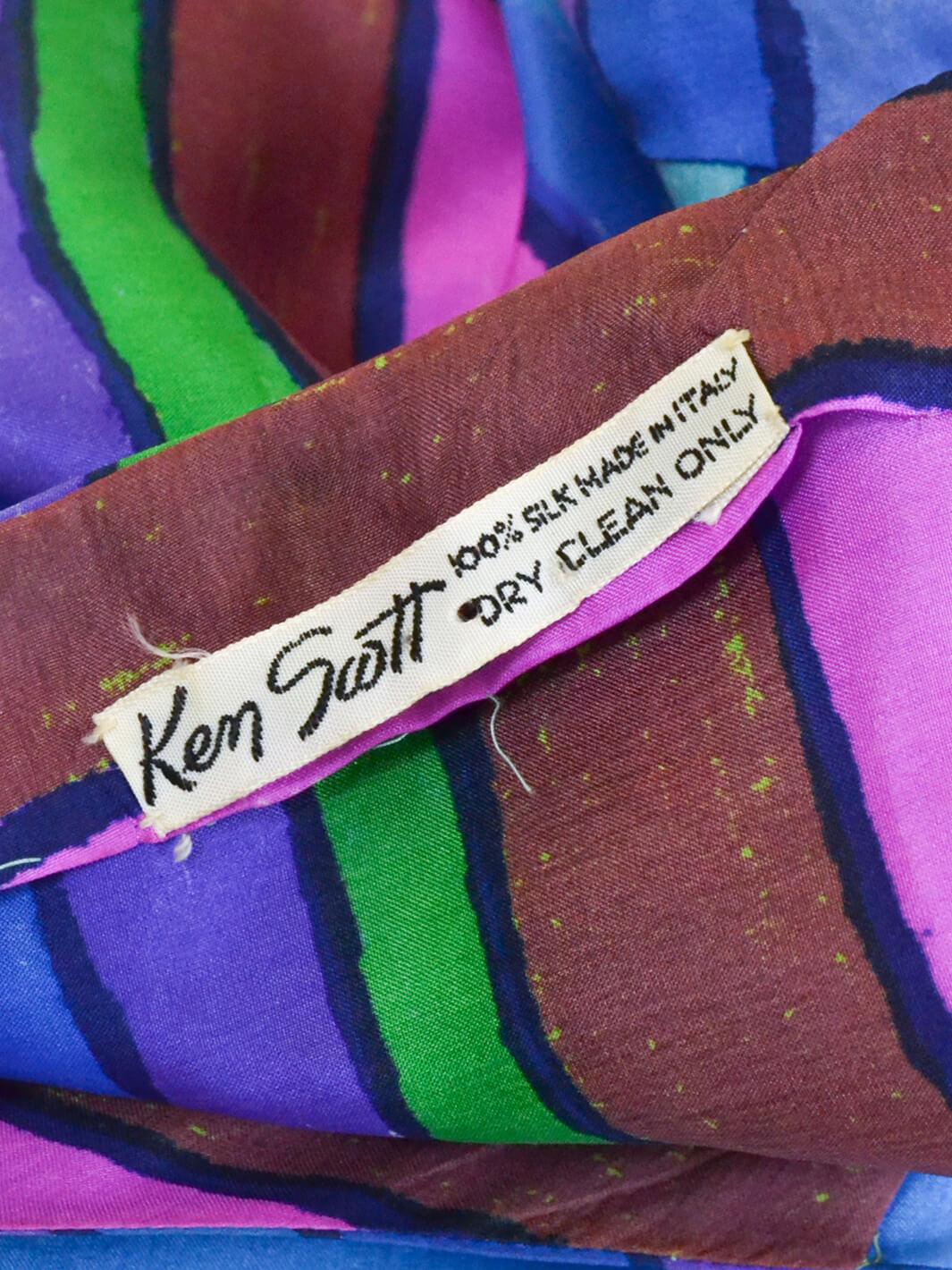 Ken Scott 多色条纹连衣裙，60 年代