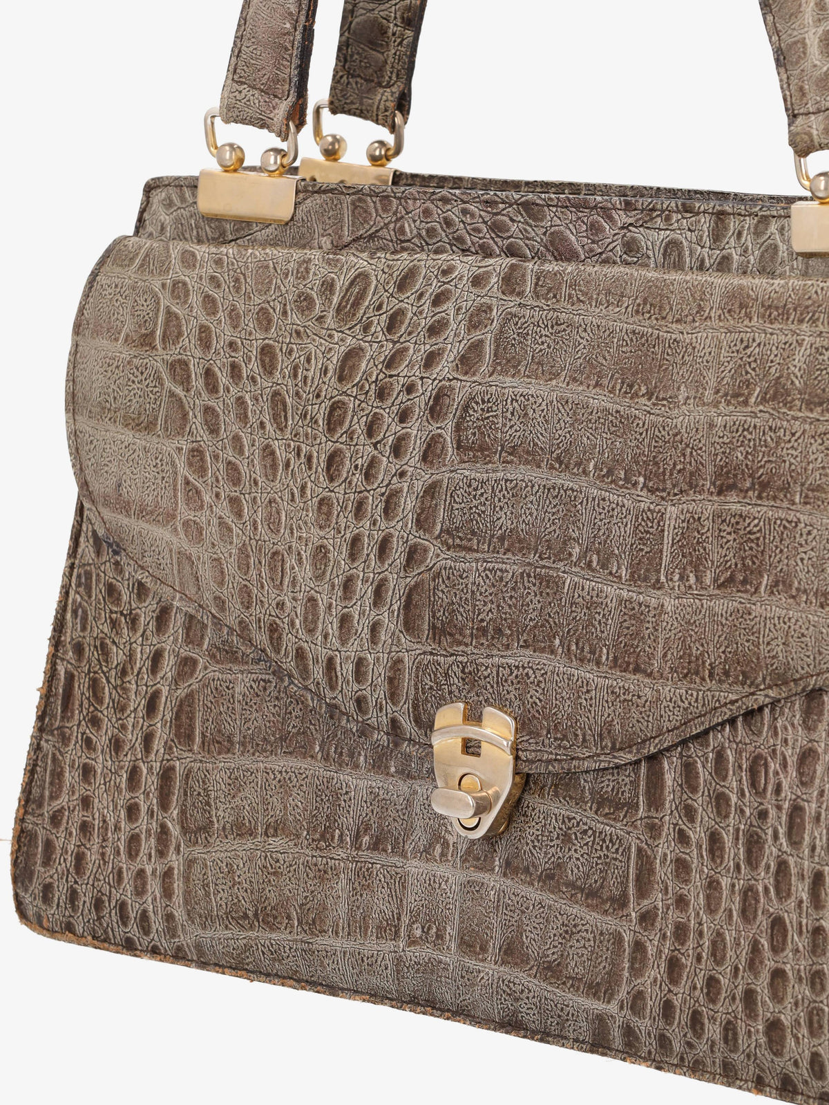 Vintage Grey Leather Handbag W24121234  Vintage 