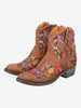 Cowboy Ankle Boots in Brown Leather with Embroidered Flowers W7426.61  Vintage 