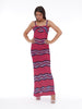 1990s long fuchsia jersey dress with striped pattern W22052003  Vintage 