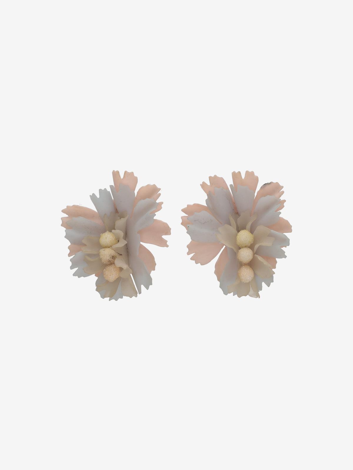 Vintage Floral Clip-On Earrings with Realistic Flower Design W13426.25  Vintage 