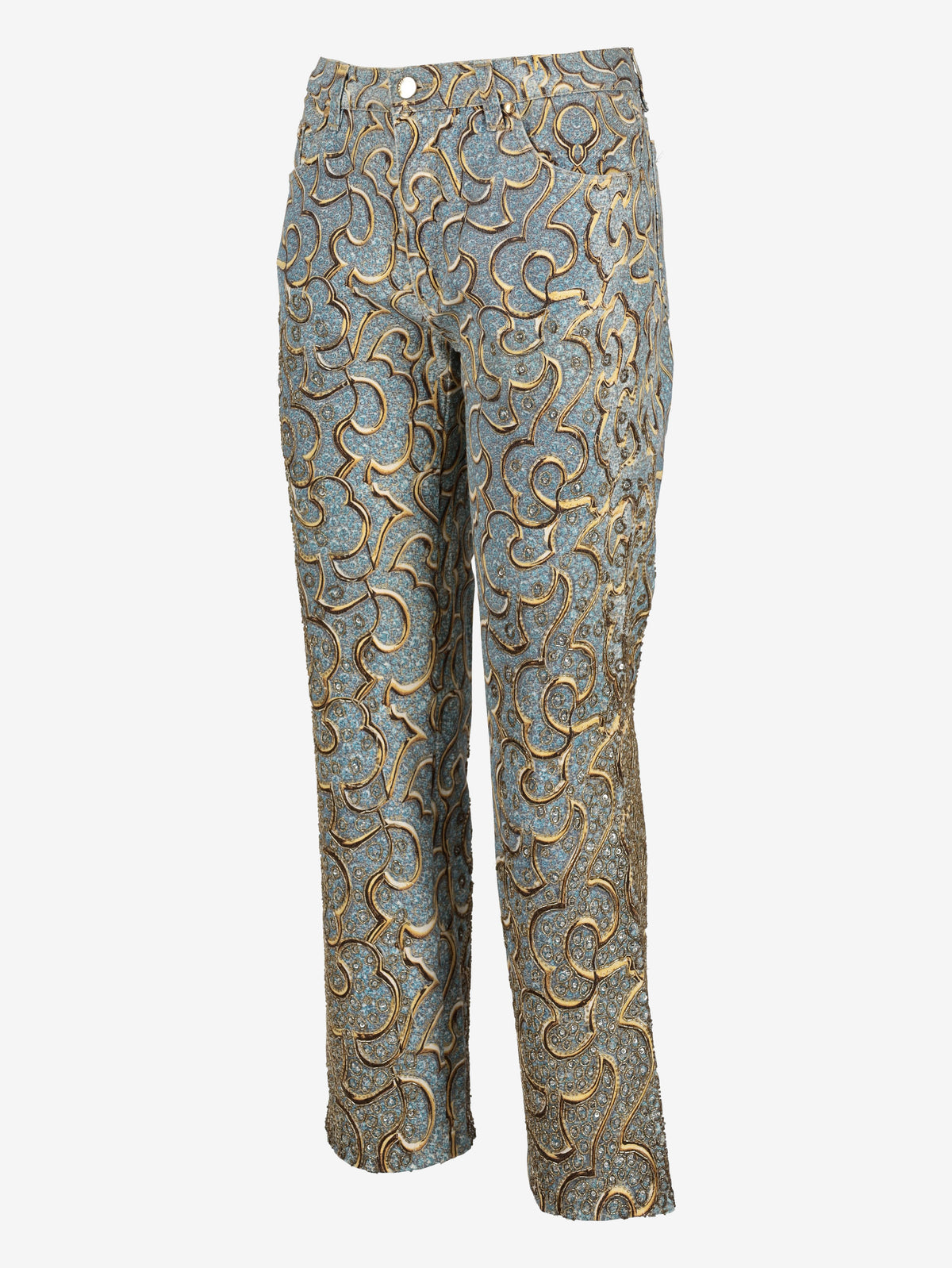 Roberto Cavalli Straight-Leg Jeans with Beaded Embroidery W7426.59  Roberto Cavalli 
