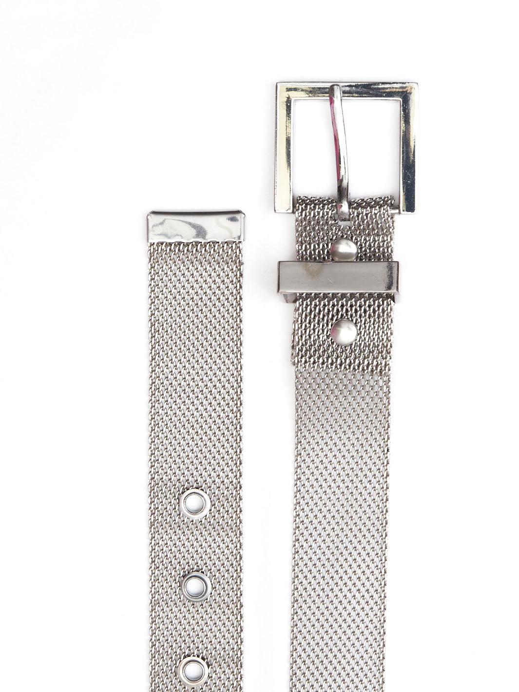 1990s Thierry Mugler silver metal mesh belt with buckle closure W22033011  Thierry Mugler 