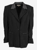 Basile Black Blazer With Leather Inserts W2511.116.02  Basile 