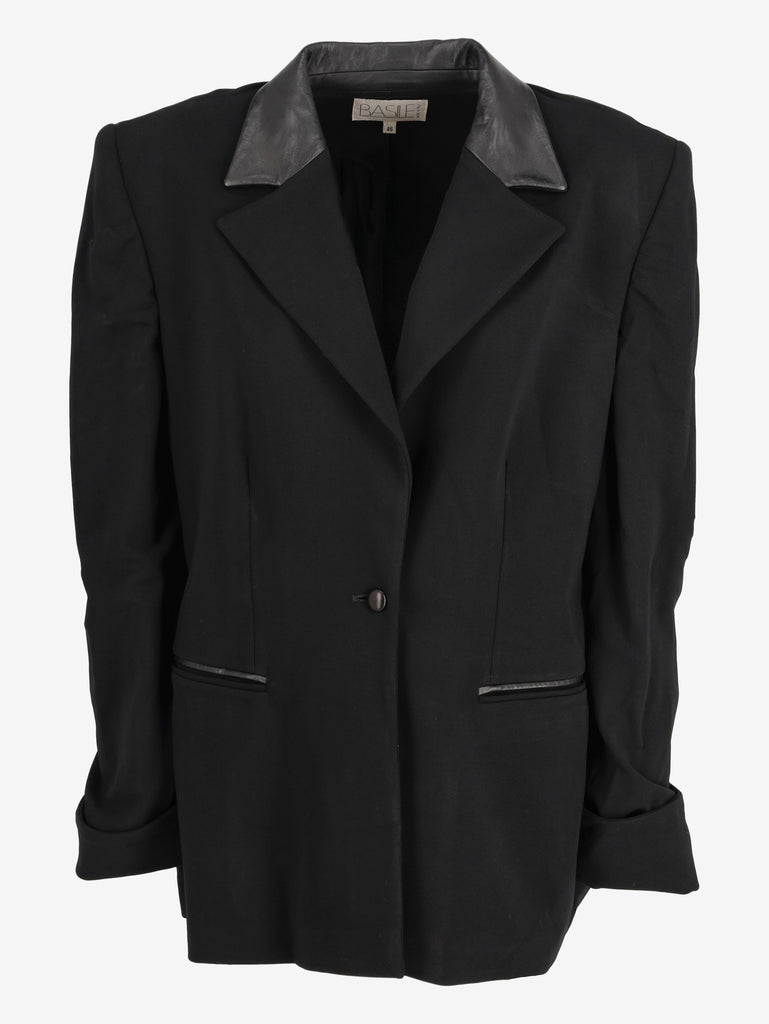 Basile Black Blazer With Leather Inserts W2511.116.02  Basile 