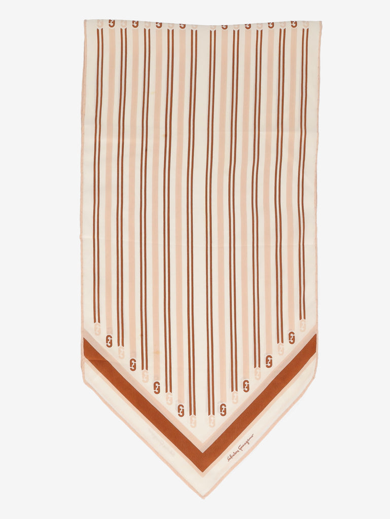 Salvatore Ferragamo Monogram & Stripe Logo Scarf W150626.27  Ferragamo 