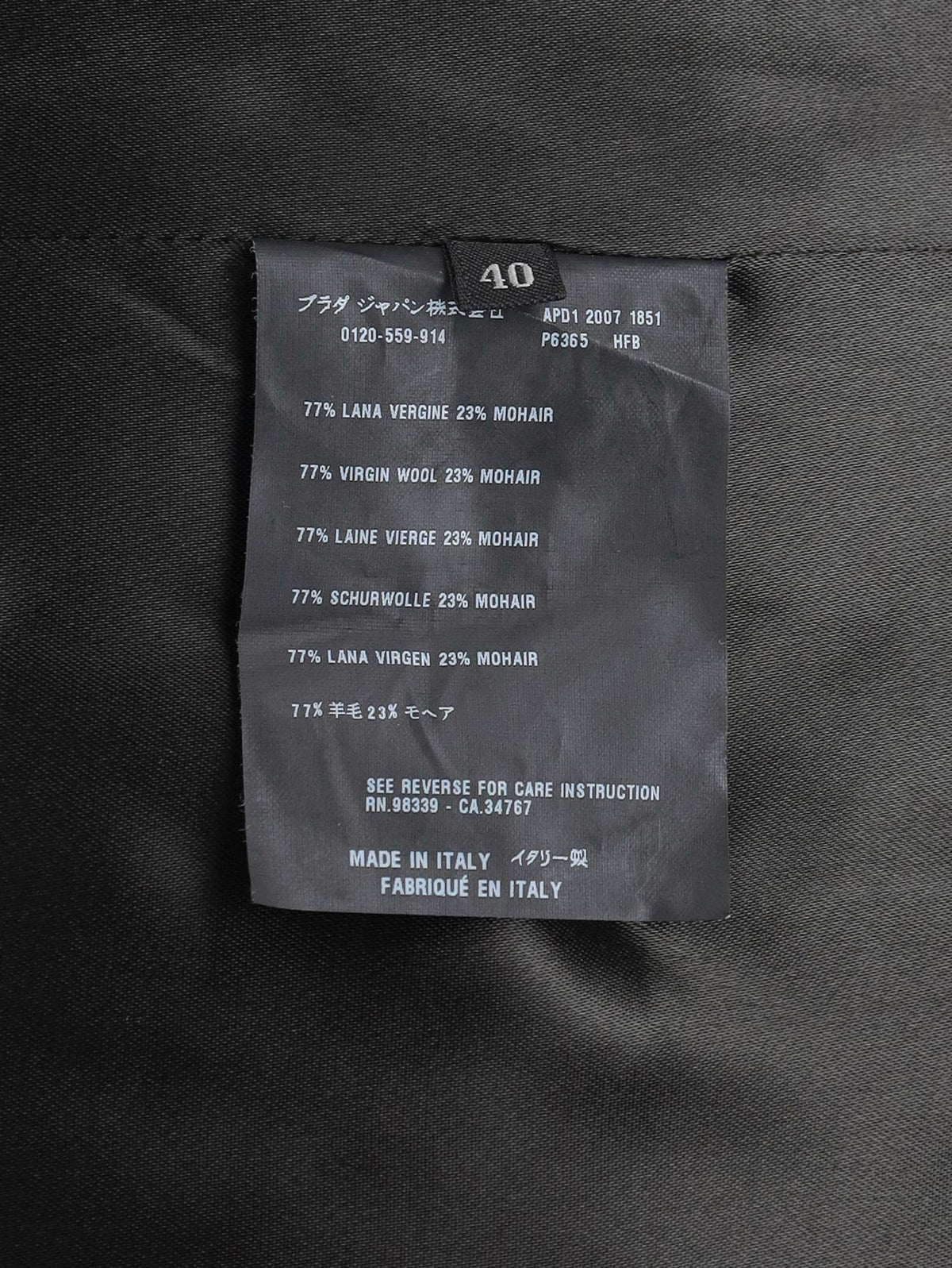 Prada Mohair Overcoat