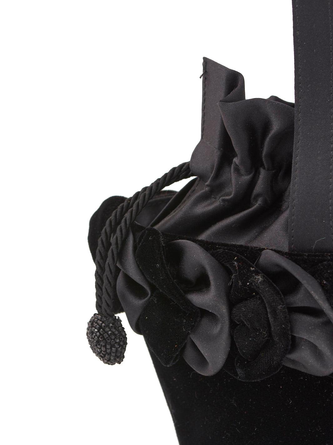 Black velvet bucket bag W22090901  Vintage 