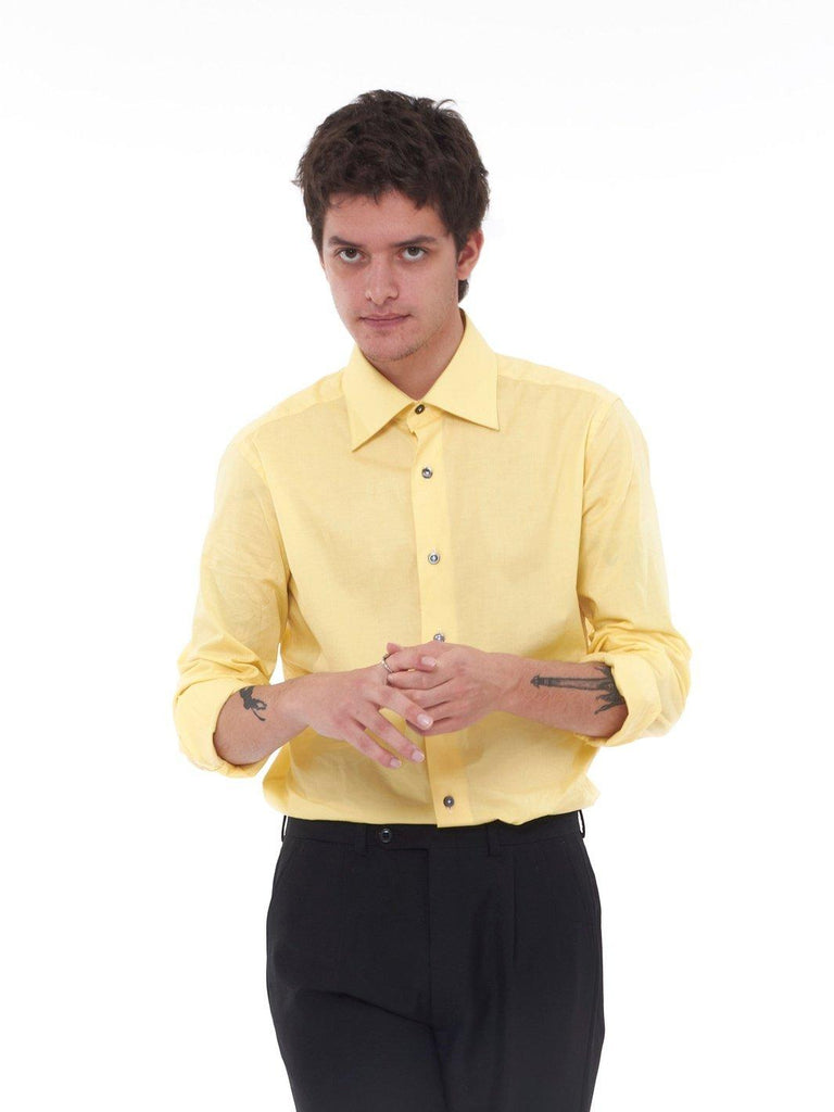 Y2K Basile long-sleeved yellow cotton shirt U224-16/4  Vintage 