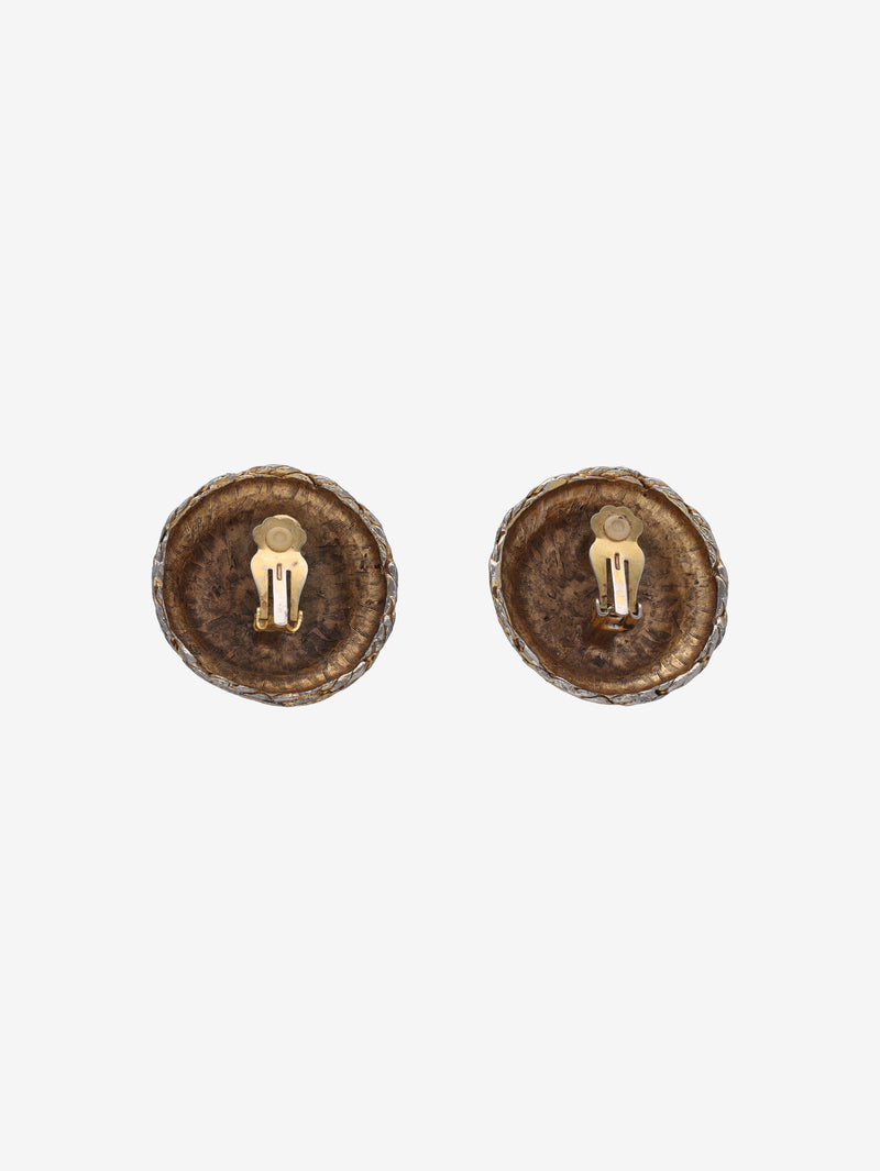 Vintage Textured Button Clip-On Earrings W13426.53  Vintage 