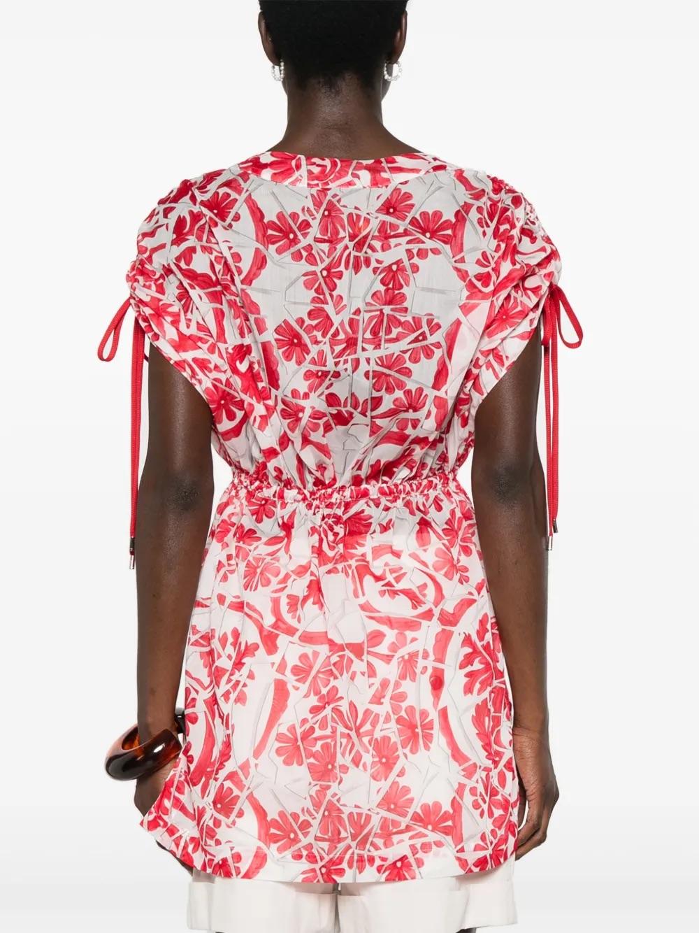 Gucci Floral-Print Semi-Sheer Cotton Mini Dress WCV241026  Gucci 