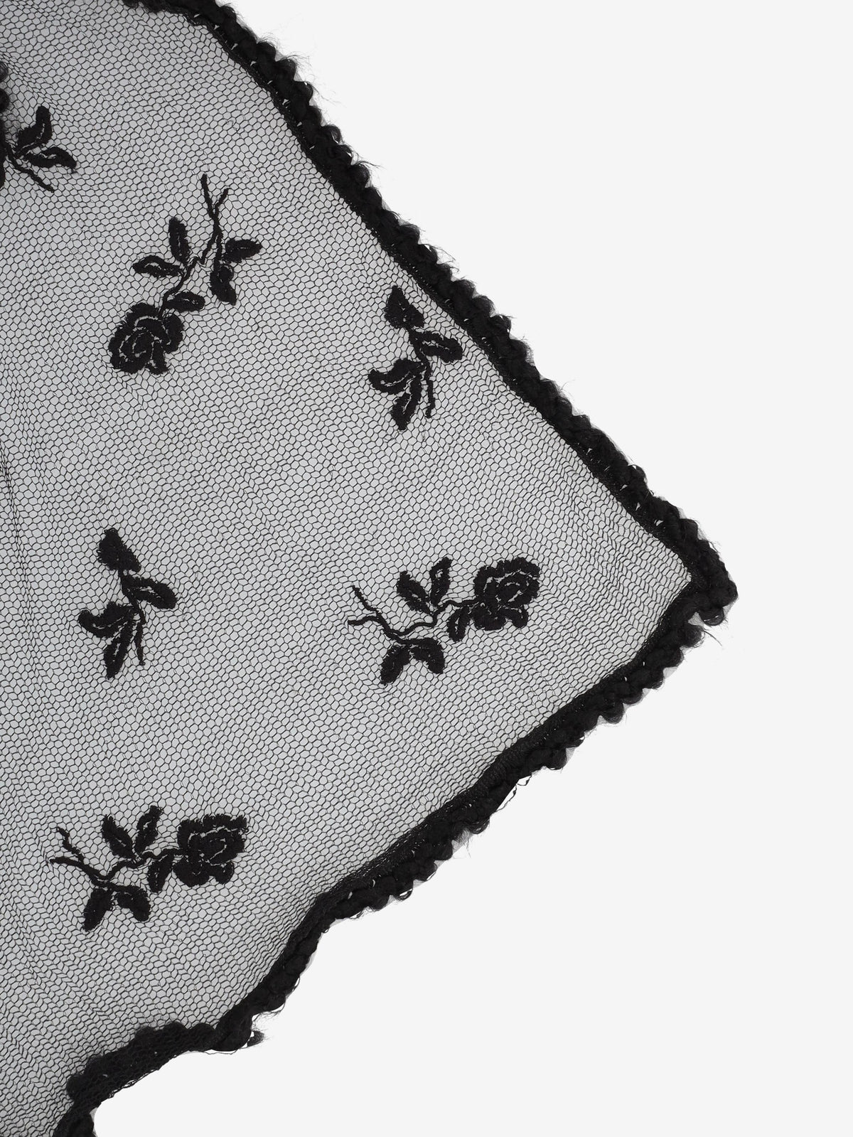 Dolce & Gabbana Black Lace Floral Foulard W27526.75  Dolce & Gabbana 