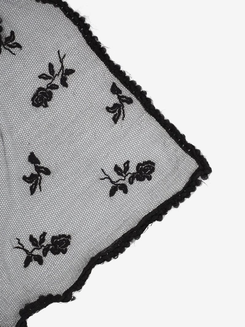 Dolce & Gabbana Black Lace Floral Foulard W27526.75  Dolce & Gabbana 
