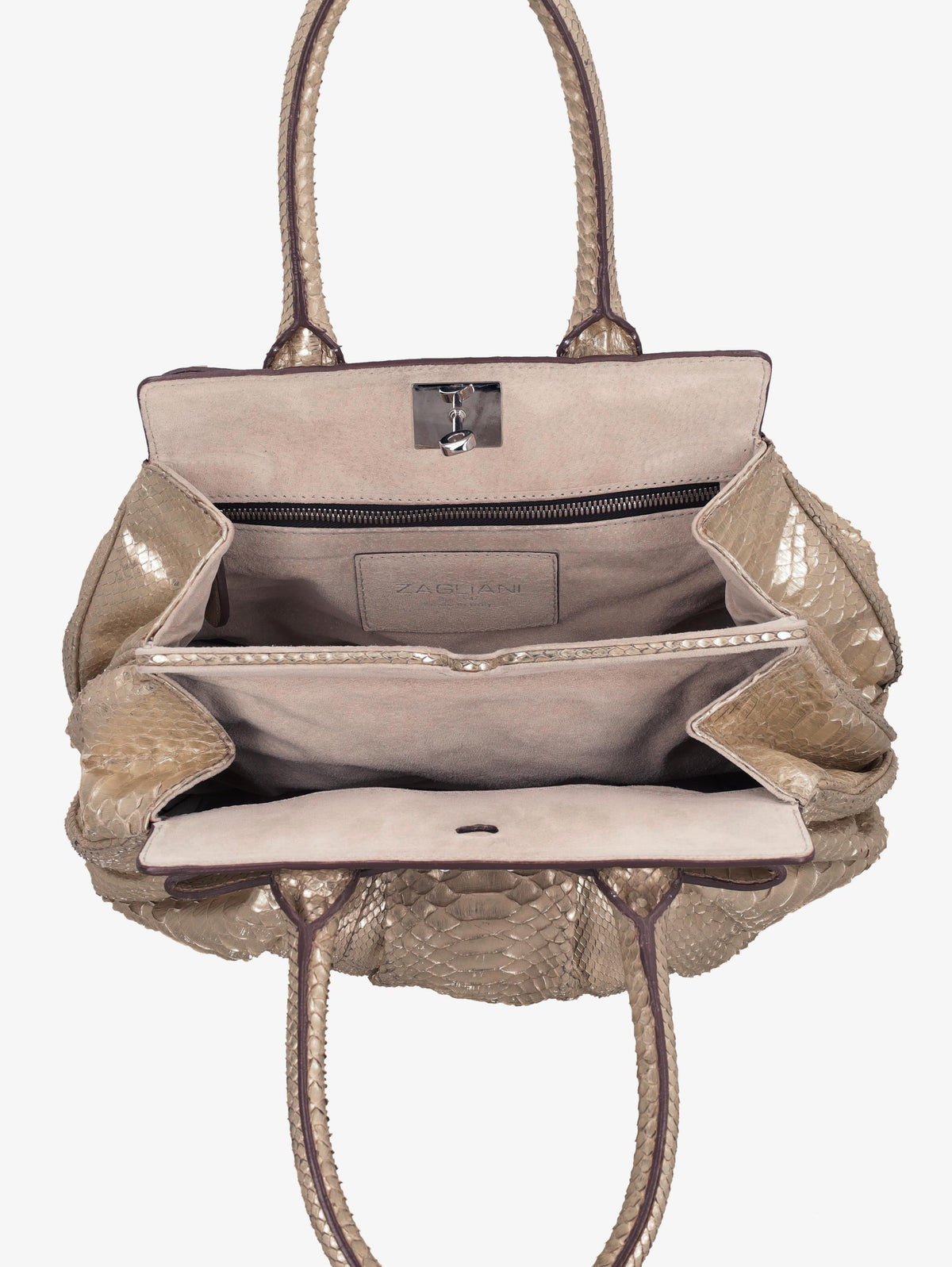 Zagliani Gold bag in exotic leather