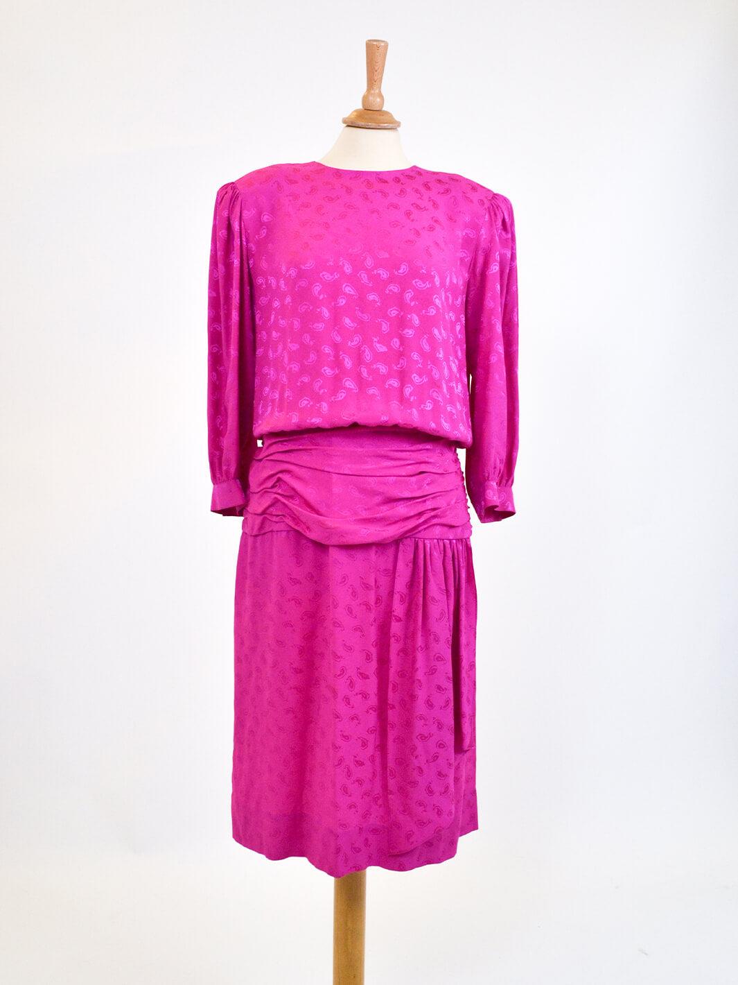 Maggy London by Jeannene Booher fuchsia silk dress, 80s W22041103  Maggy London 