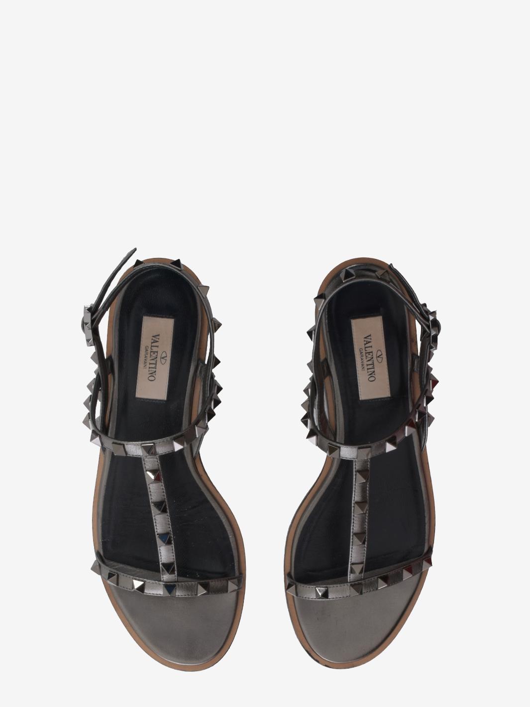 Valentino 银色铆钉凉鞋