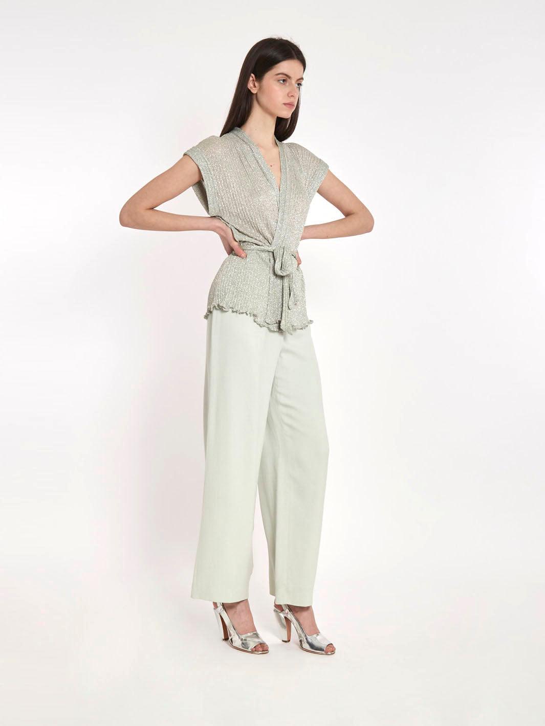 1990s Giorgio Armani sage-coloured silk pants W2203023  Giorgio Armani 