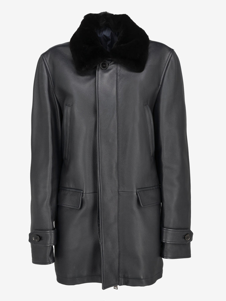 Larusmiani FW15 Deer Leather Bomber Jacket with Fur Collar WCV26.1.1  Larusmiani 