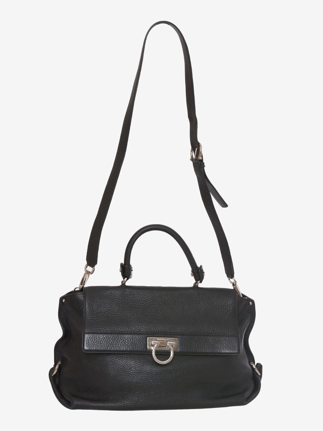 Salvatore Ferragamo Black grained leather bag