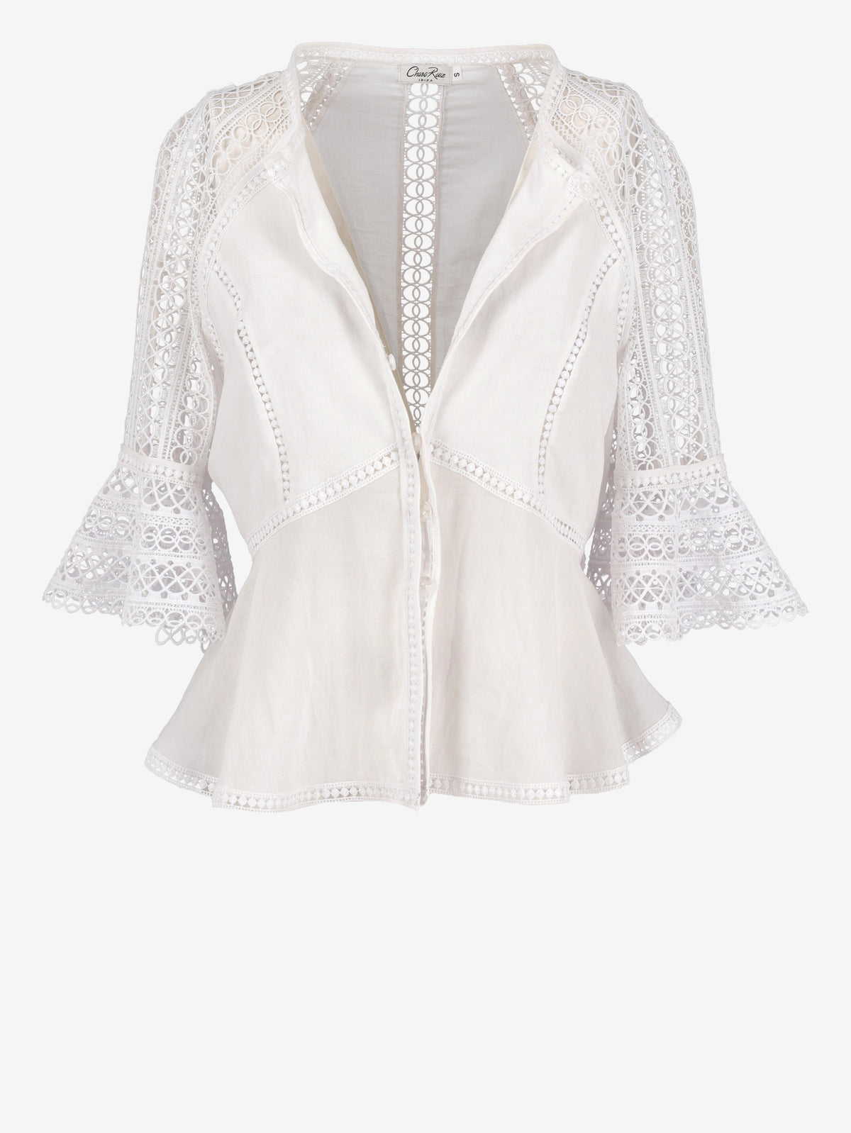 Camicia vintage in macramè bianco