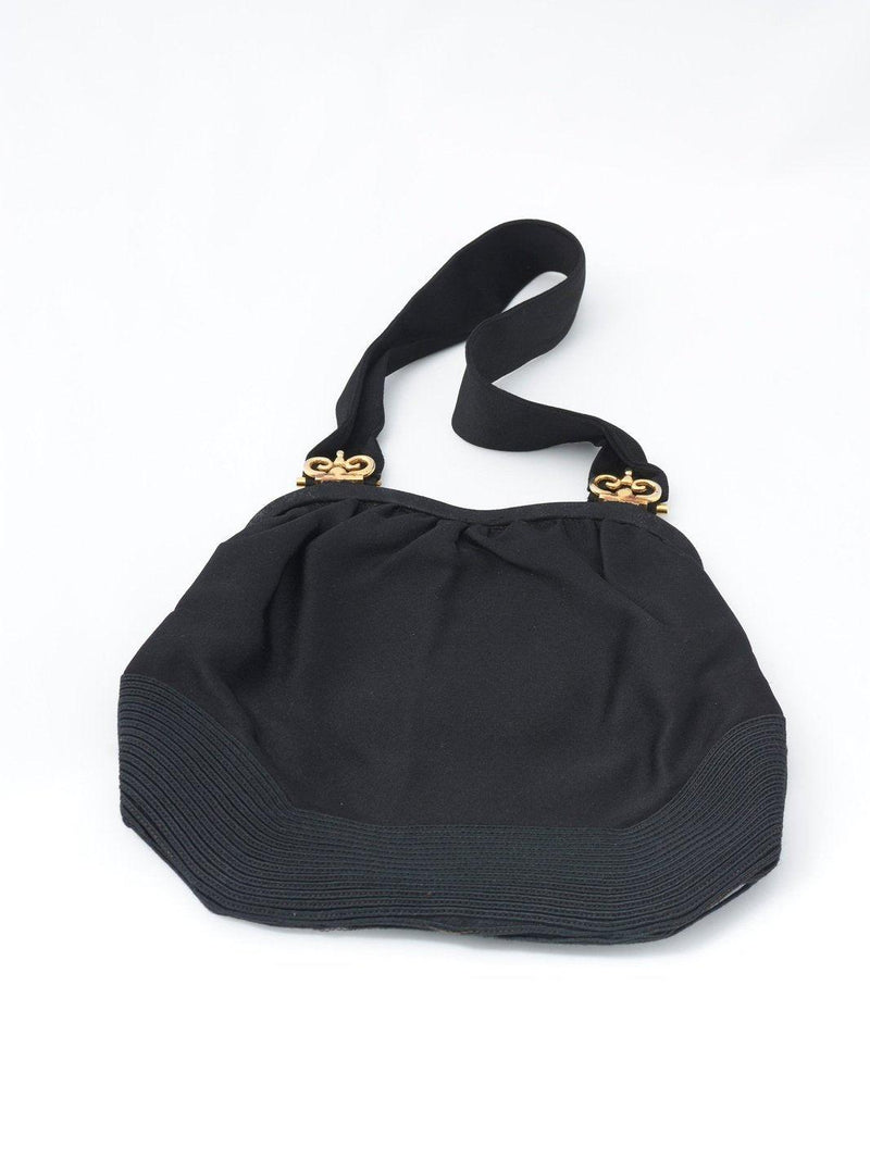 1940s black satin evening purse W22051202  Vintage 