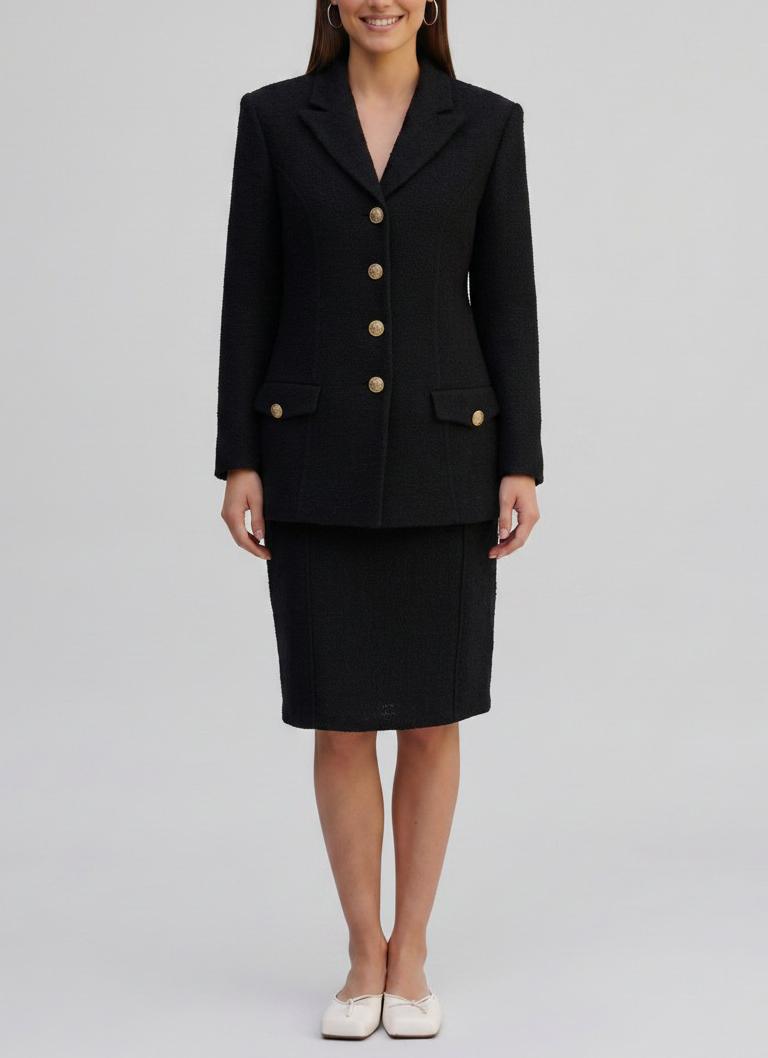 Versace Black Wool Skirt Suit MR260326.18  Versace 