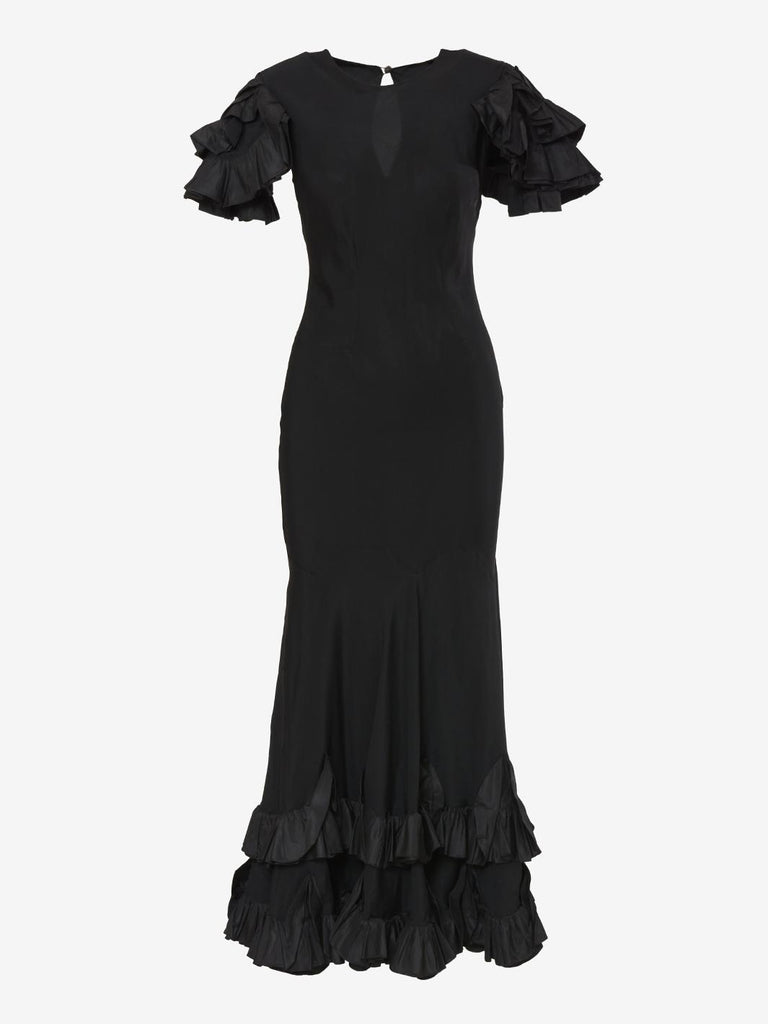 Vintage ruffle taffetà dress - '36s AR003  Vintage 