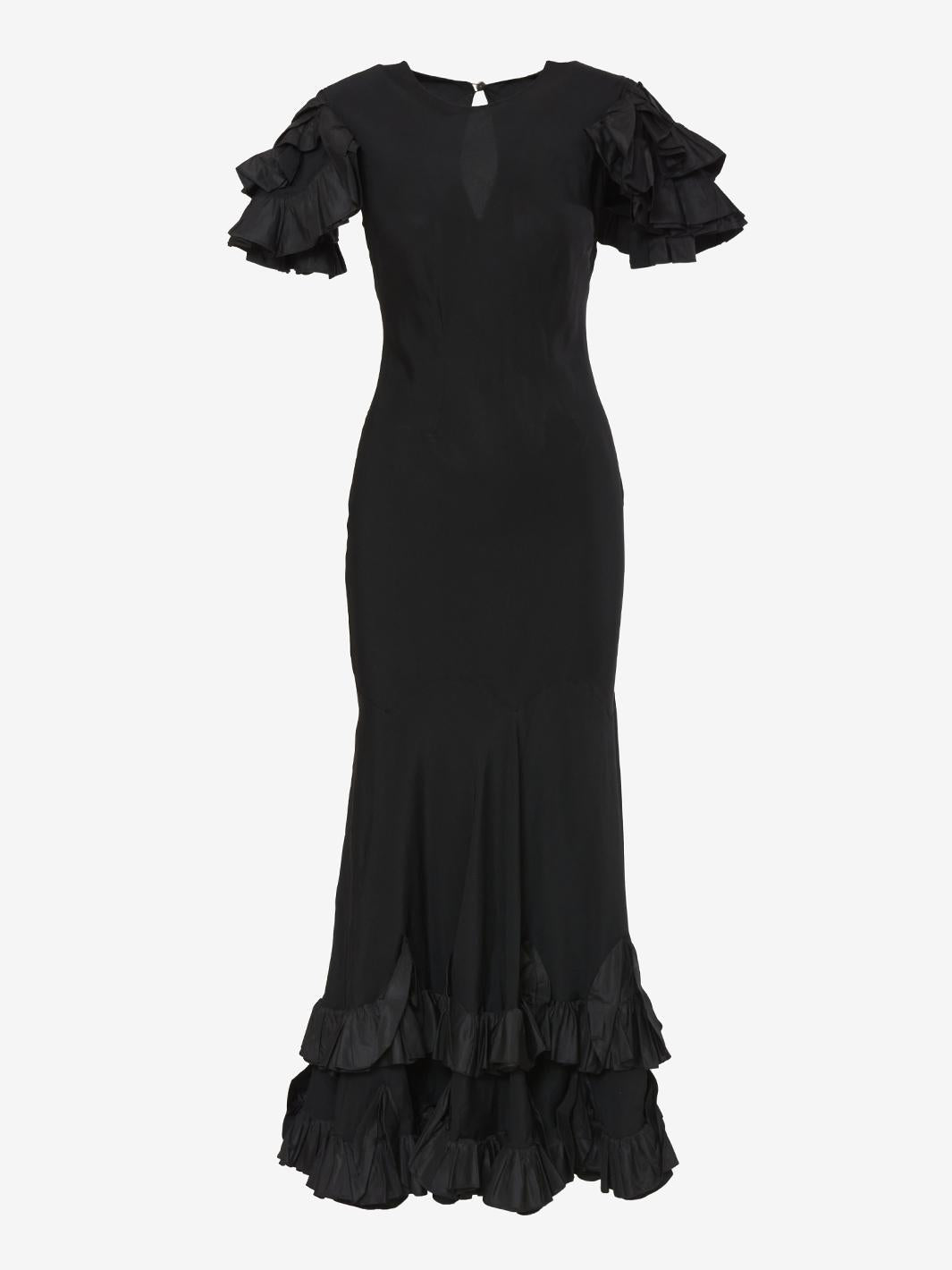 Vintage ruffle taffetà dress - '36s AR003  Vintage 