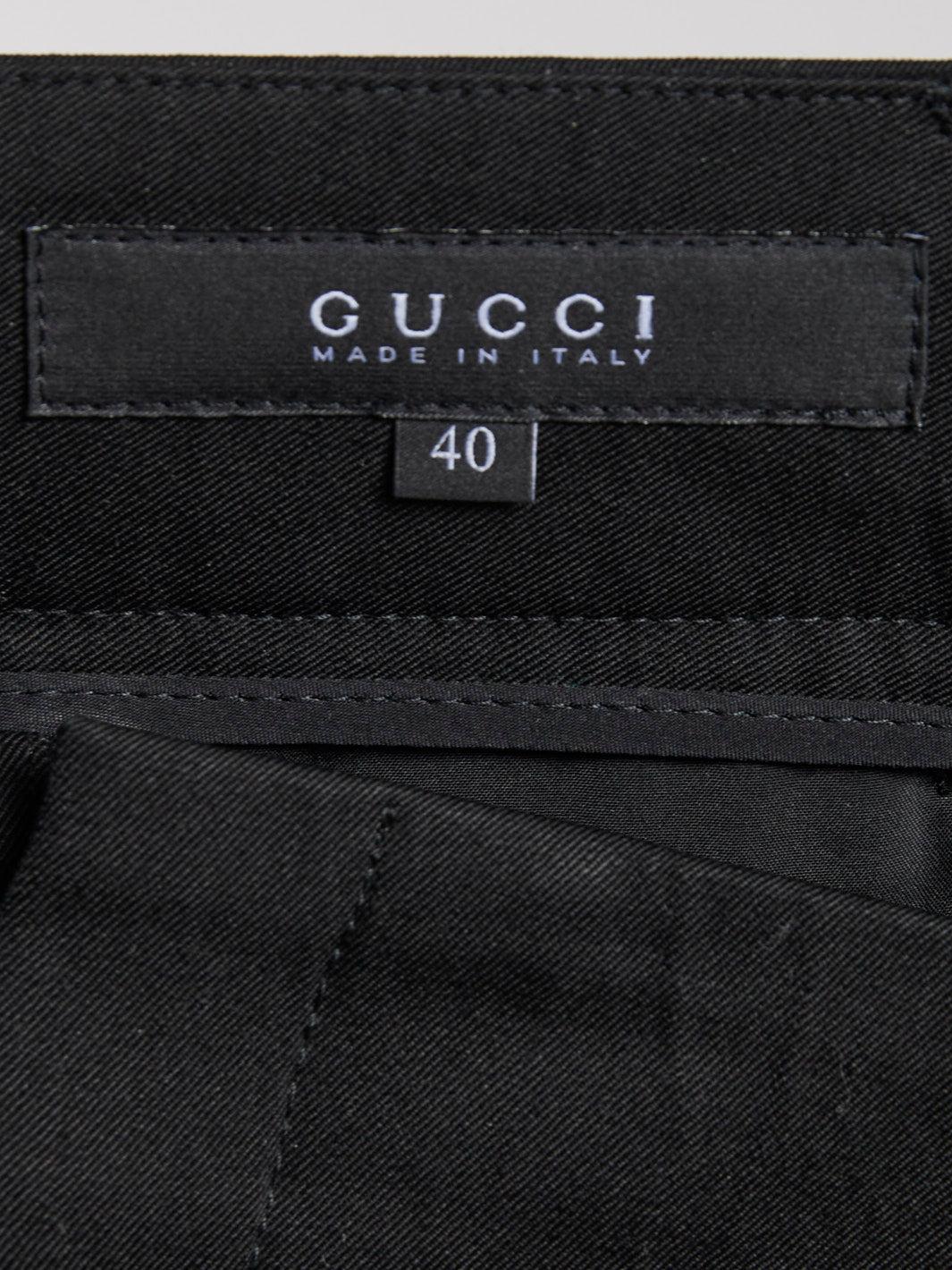 Y2K Gucci 黑色喇叭形低腰裤