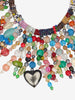 Multicolored Beaded Statement Necklace with Heart Pendant W27526.111  Vintage 
