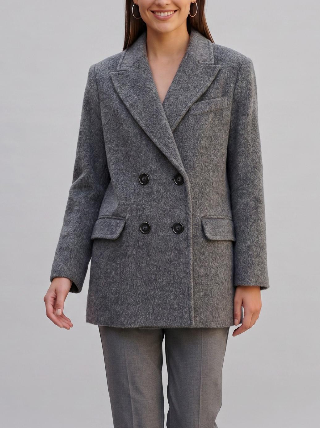 Penny Black Grey Wool-Mohair Blend Short Coat CVM26.8.3  Pennyblack 